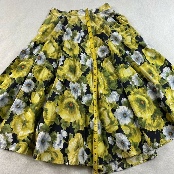 Vtg 50s 60s Coddington Sportswear Floral Circle Skirt XS VLV Cotton Watercolor - Picture 7 of 7